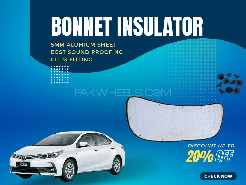 Bonnet Insulator Toyota Corolla 5mm Aluminum Thickness Best Sound & Heat Proofing Image-1