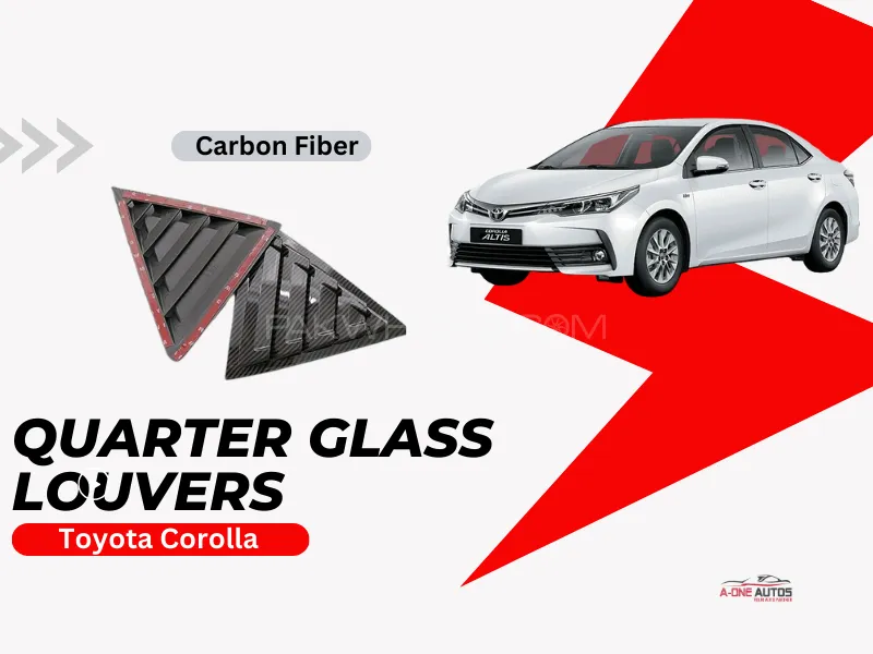 Toyota Corolla Carbon Quarter Glass Louvers | Carbon Accessories | Corolla | 1Pair Image-1