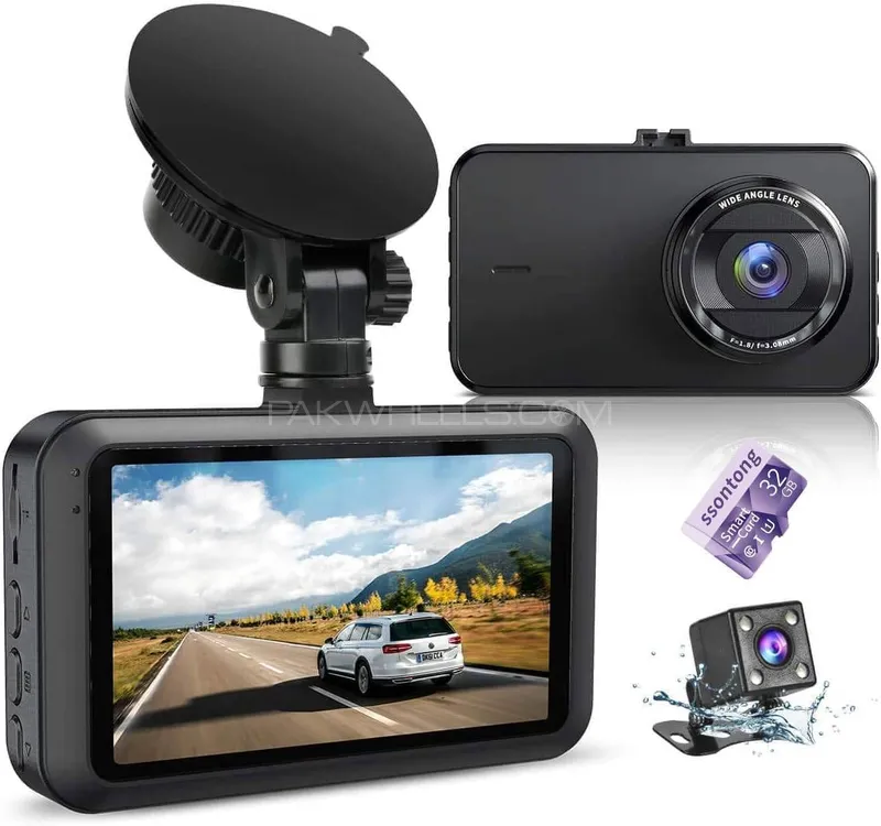 Dash Cam Front and Rear with Card FHD 1080P 3”IPS Screen Image-1