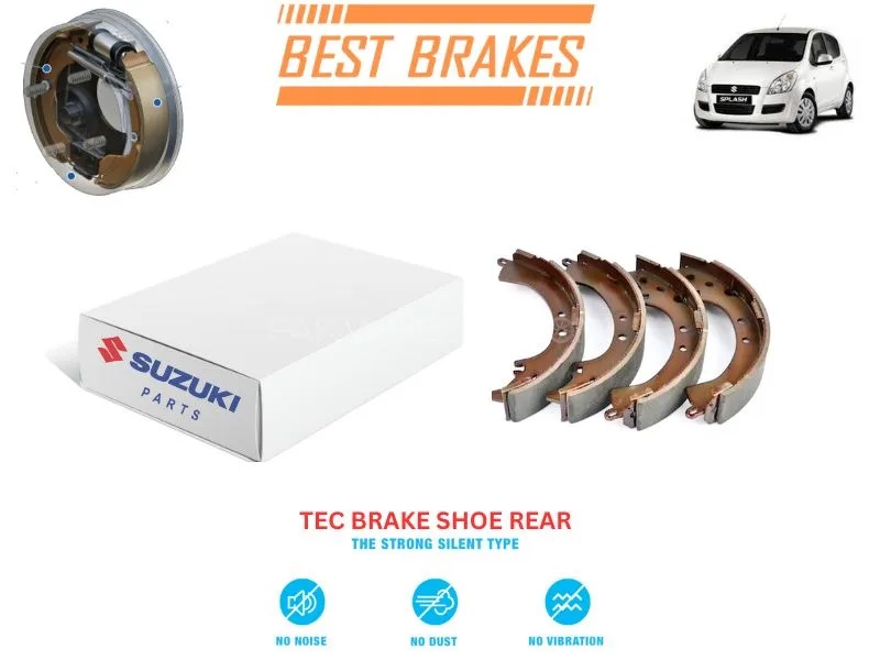 Suzuki Splash 2008-2014 TEC Rear Brake Shoes - High Quality Brake Parts Image-1