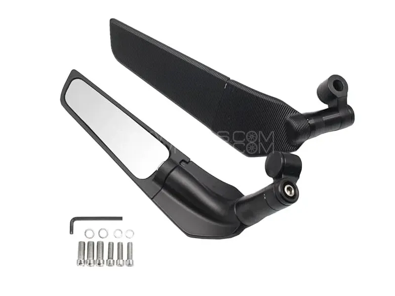 Universal Rearview Mirror Spoiler 90° Rotating Adjustable Side Mirrors Modified Wind Swivel Wing 2Pc Image-1