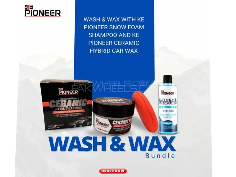 Ke Pioneer Wash N Wax Bundle - Snow Foam Shampoo  Ceramic Hybrid Car Wax  With Free Microfiber Image-1