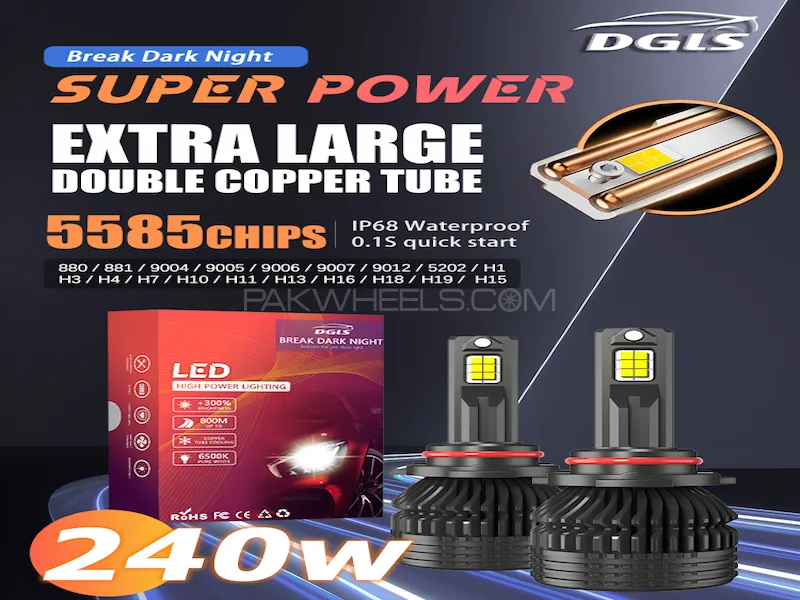 HB3/4(9005/6) - DGLS Most Famous LED Headlights - 240 Watts - 40000 Lumens - One Year Warranty Image-1