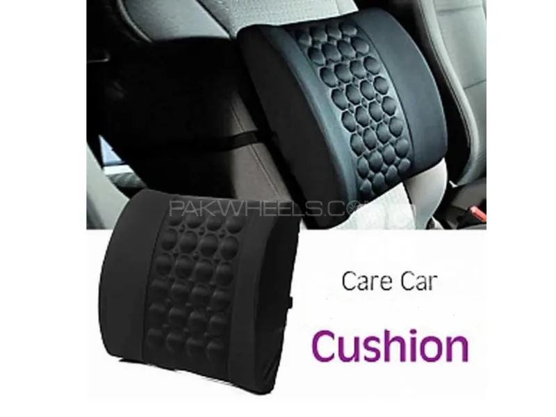 Car Back Seat Rest Massage Cushion | Non-Electric | Comfortable | Black - 1Pc Image-1