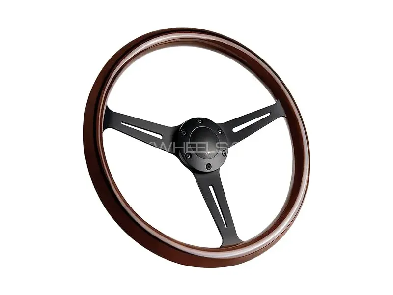 Universal Vintage Style Classic Steering Wheel Wood with Polished Sports Steering Wheel 1 Pc Image-1