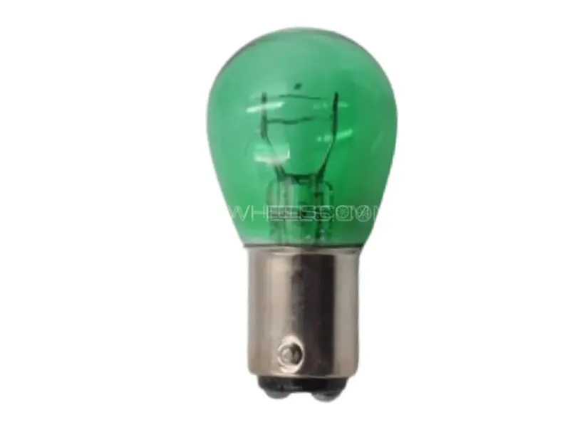 2Pc Green Color Double Point 1016 S25 Back Bulb For Car & Bike Image-1