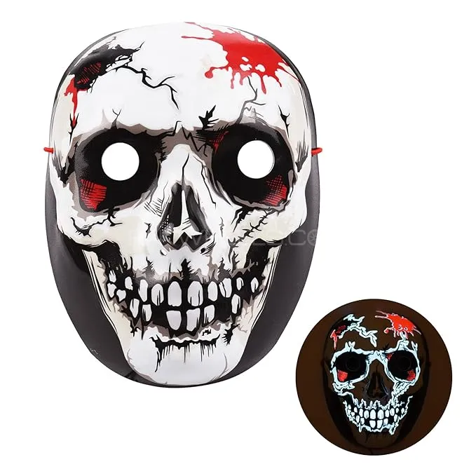 Universal Zombie Style Neon Halloween Mask, Led Purge Mask 3 Lighting Modes For Costplay 1 Pc Image-1